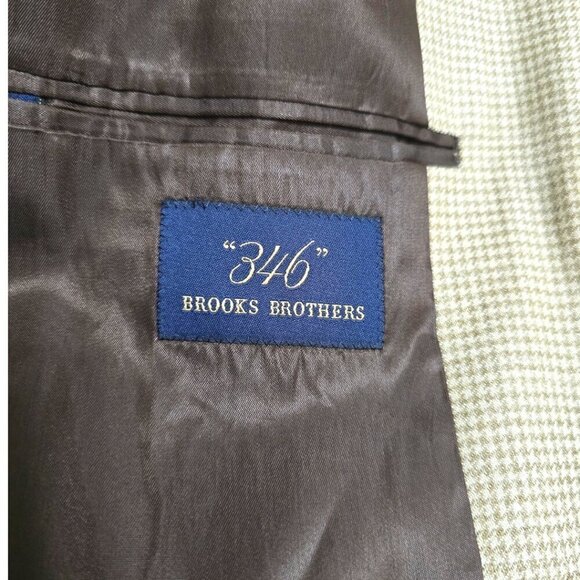 Brooks Brothers 346 Tan Houndstooth Silk Wool Linen Single Breasted Blaz… - Picture 9 of 12